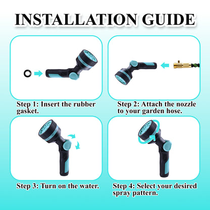 Fatato Garden Hose Nozzle 2 Pack, Heavy Duty Water Hose Sprayer with High Pressure,  10 Spray Patterns for Watering Plants, Lawn Care, Car Washing