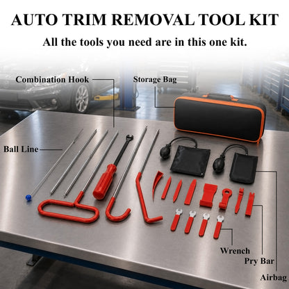 Fatato Portable Car Repair Tool Kit, 22-Piece Foldable Long Handle Carbon Steel Hooks, Wrenches, and Accessories for Daily Vehicle Maintenance