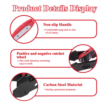 Brake Caliper Compression Tool, Ratchet Brake Caliper Piston Compressor Tool with 2 Large Steel Plates and 2 Hooks, 360 Degree Car Brake Caliper Tool for Single Twin Quad Piston and Trucks